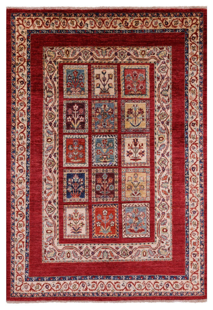 4' 10" X 7' 2" Persian Garden Design Hand-Knotted Wool Rug Q10666