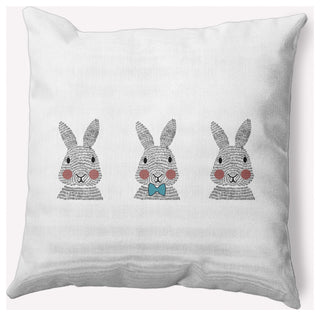 Bunny Triplets Easter Indoor/Outdoor Throw Pillow, Explorer Blue, 18x18"