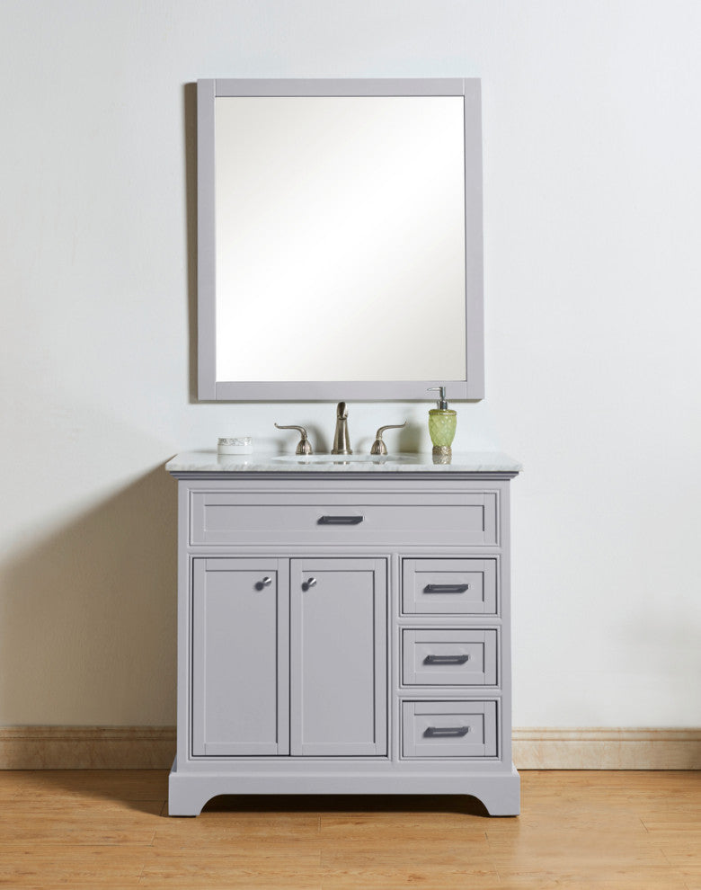 Amber Single Bathroom Vanity, Blue, Light Grey, 36"