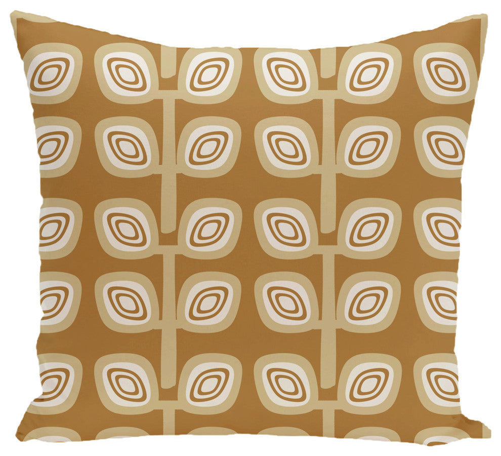 Leaf Tree Geometric Print Pillow, Gold, 20"x20"