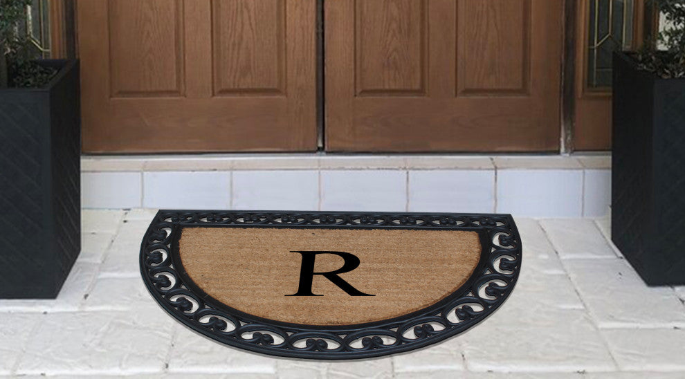 A1HC Half Round 30"x48" Double Door Monogrammed Doormat, R