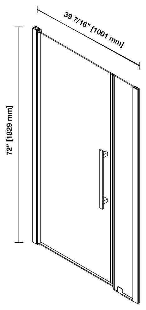 Pasadena 39 7/16-41 3/8"Wx72"H Alcove Pivot Shower Door Black
