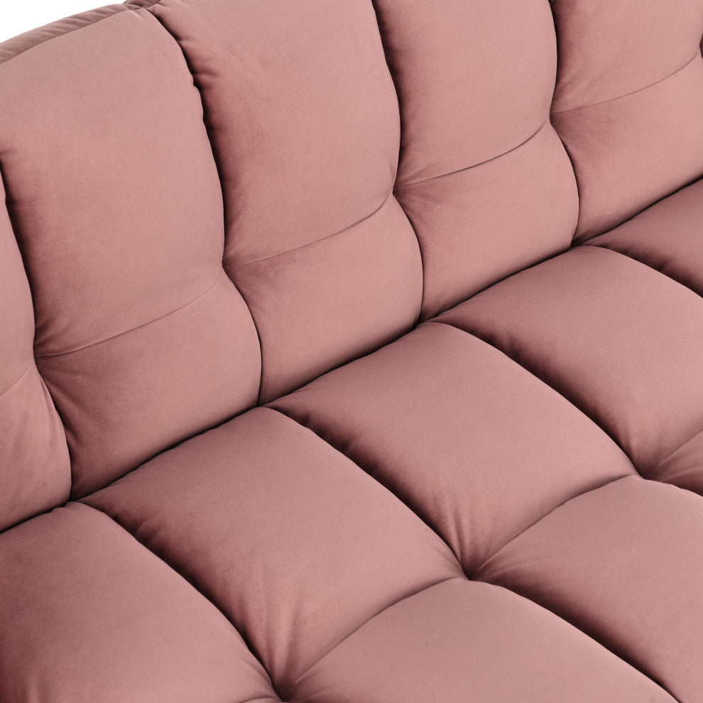 Kosas Home Petra 89" Velvet Fabric Blush Tufted Sofa