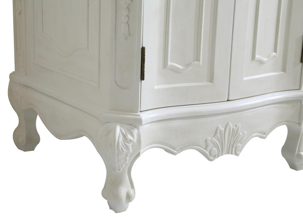 Bathroom Vanity, Antique White, 24", Single Sink