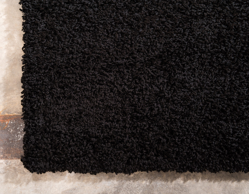 Unique Loom Jet Black Solid Shag 2'x3' Area Rug