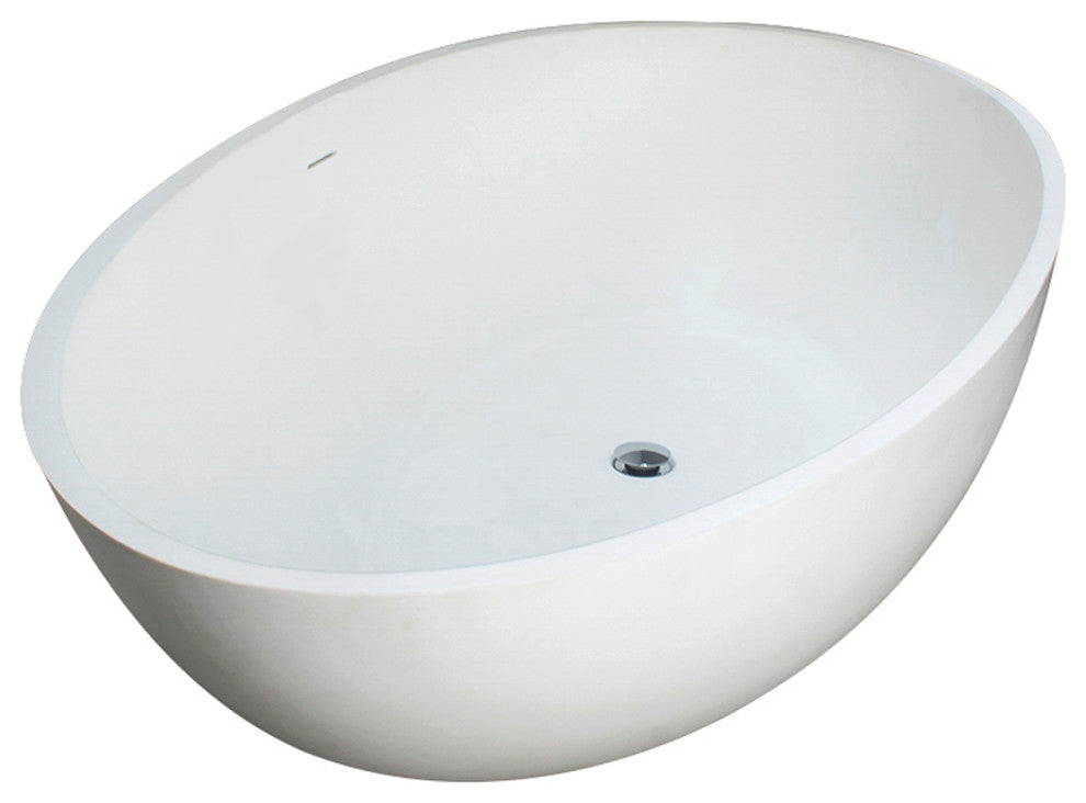 70 in. W Solid Surface Freestanding Flatbottom Soaking Bathtub in Matte White