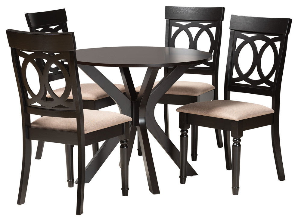 Rainier 5-Piece Dining Set, Beige/Dark Brown