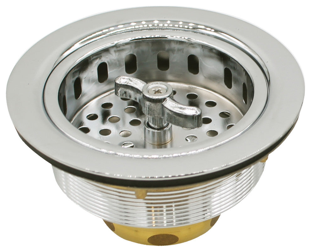 Wing Nut Style Large Kitchen Basket Strainer In Polished Nickel