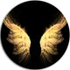 Hell Gold Wings, Abstract Digital Art Large Disc Metal Wall Art, 11"