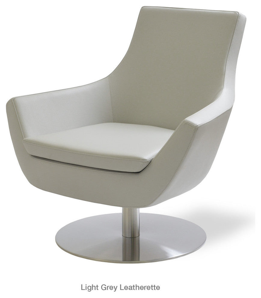 Rebecca Swivel Chair, Gray Leatherette, Stainless Steel
