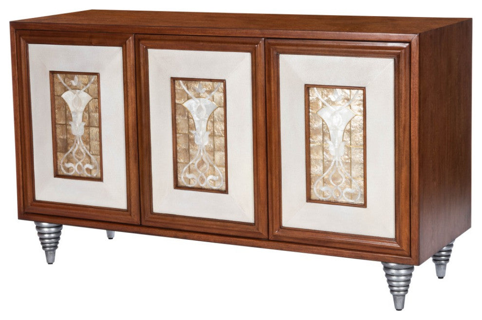 Shelly Leather and Capiz Shell Inlay Sideboard