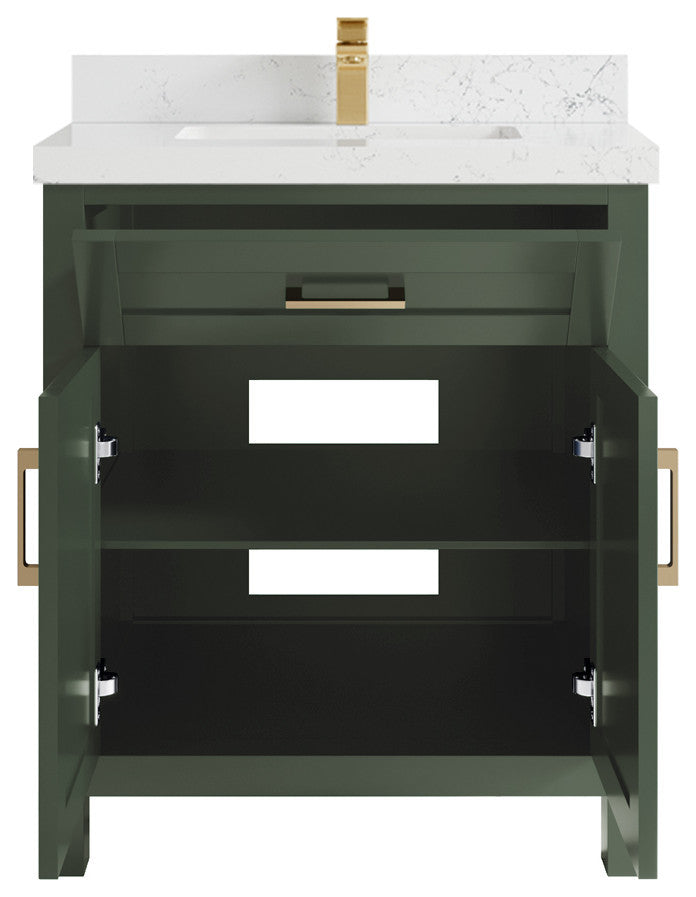 Cambridge 30 Single Sink Bath Vanity in Pewter Green 2" Empira Quartz