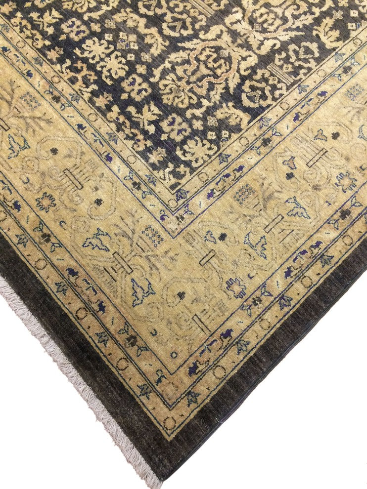 Faded Peshawar Rahim Green/Gold Rug, 9'1x11'11