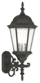 Outdoor Wall Lantern With Clear Water Glass, Textured Black