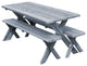 Cedar Cross-Leg Table with 2 Benches, Gray Stain, 8 Foot