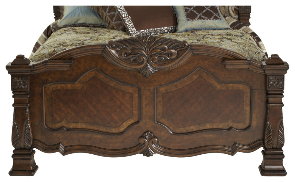 Windsor Court Mansion Bed, Vintage Fruitwood, Cal King