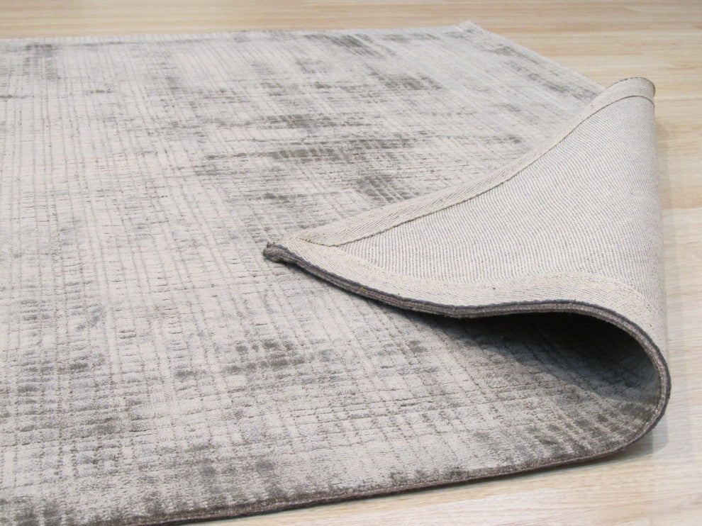 Handwoven Viscose Silver Contemporary Solid Milano Rug, 8'9x11'9