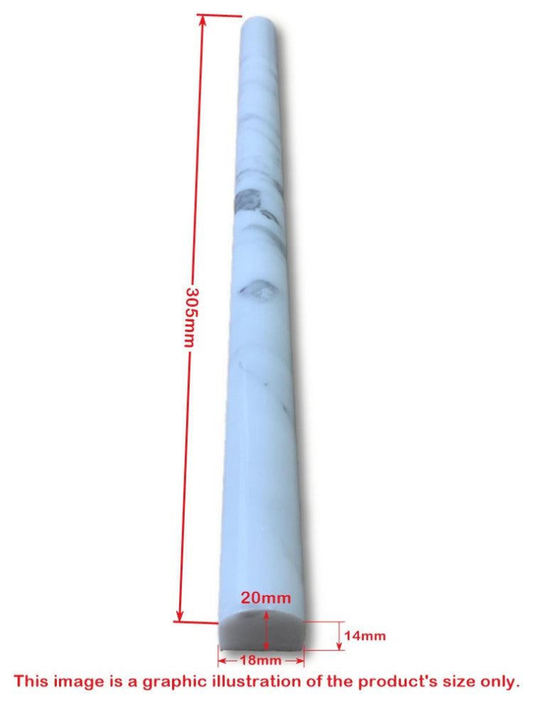 Carrara White Marble Venato Carrera Pencil Liner Trim Molding Honed, 1 piece