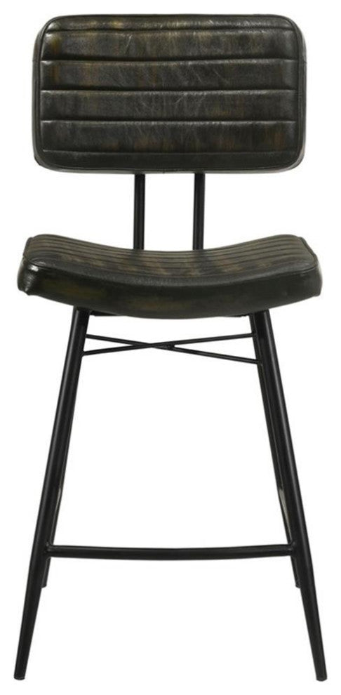Pemberly Row Leather Upholstered Counter Height Stools Espresso