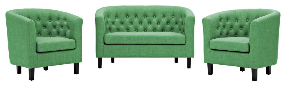 Prospect 3 Piece Upholstered Fabric Loveseat And Armchair Set
