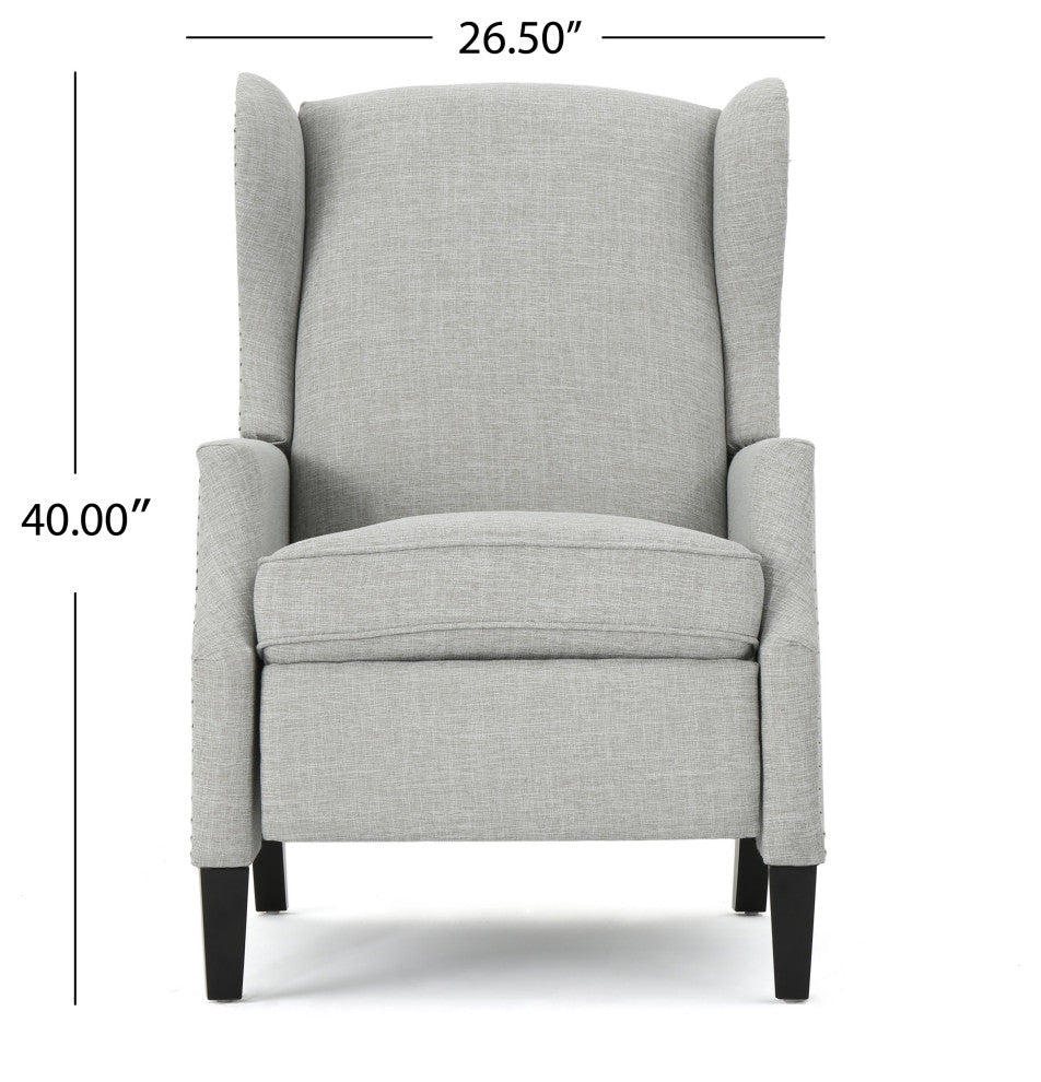 GDF Studio Corbin Fabric Recliner, Set of 2, Gray Moss and Dark Brown
