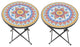 Mosaic Art Collection Accent Table with Foldable Legs, Cosmos, 2 Tables Set