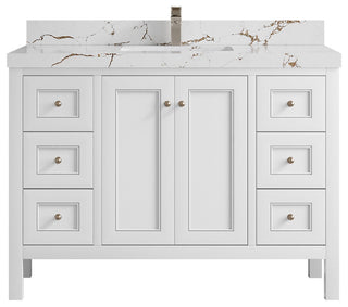 Nashville 48" Single Sink Bath Vanity, White 2" Viola Brown