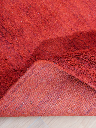 Hand Knotted Loom Silk Mix Area Rug Solid Light Red