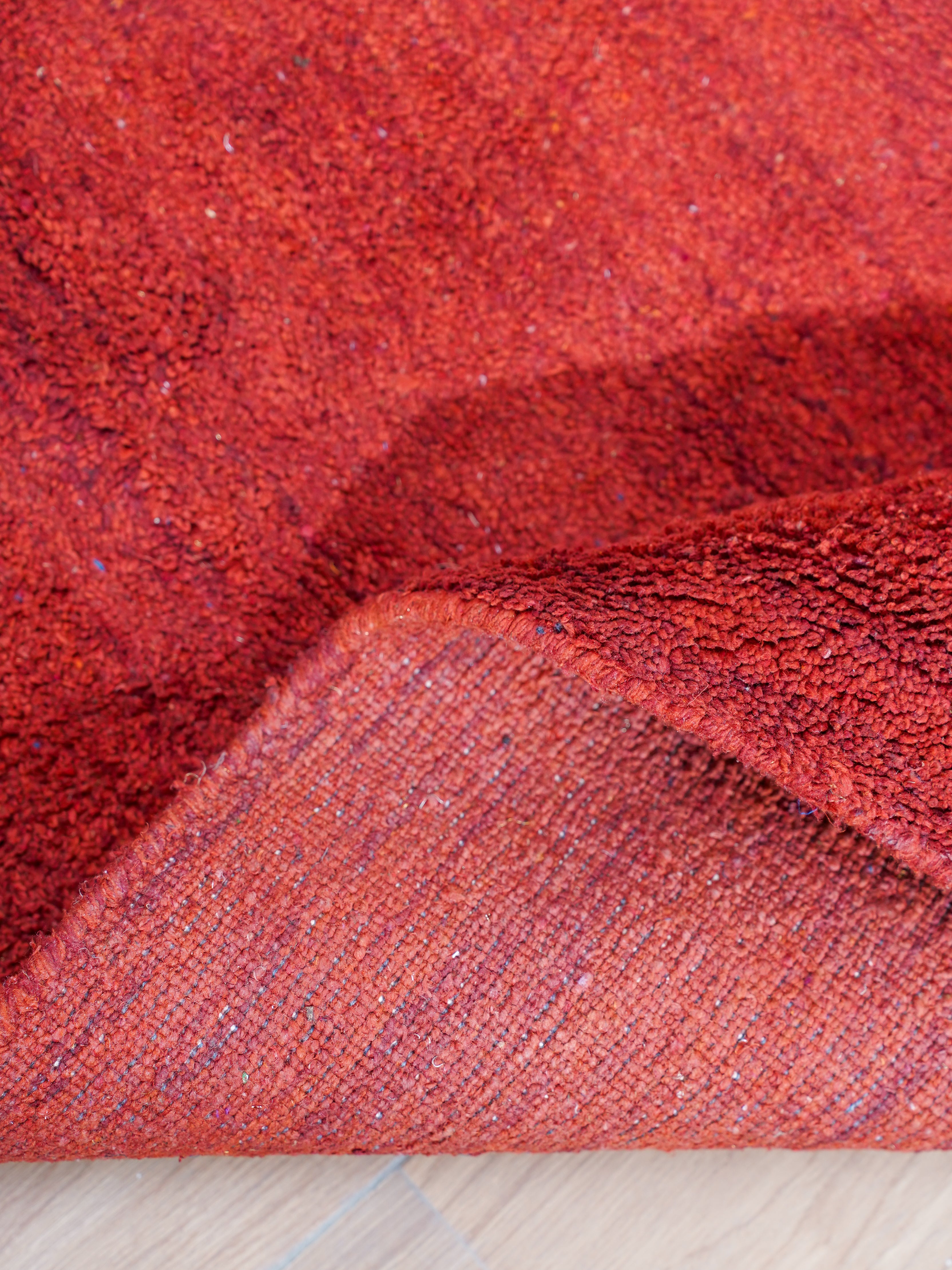 Hand Knotted Loom Silk Mix Area Rug Solid Light Red