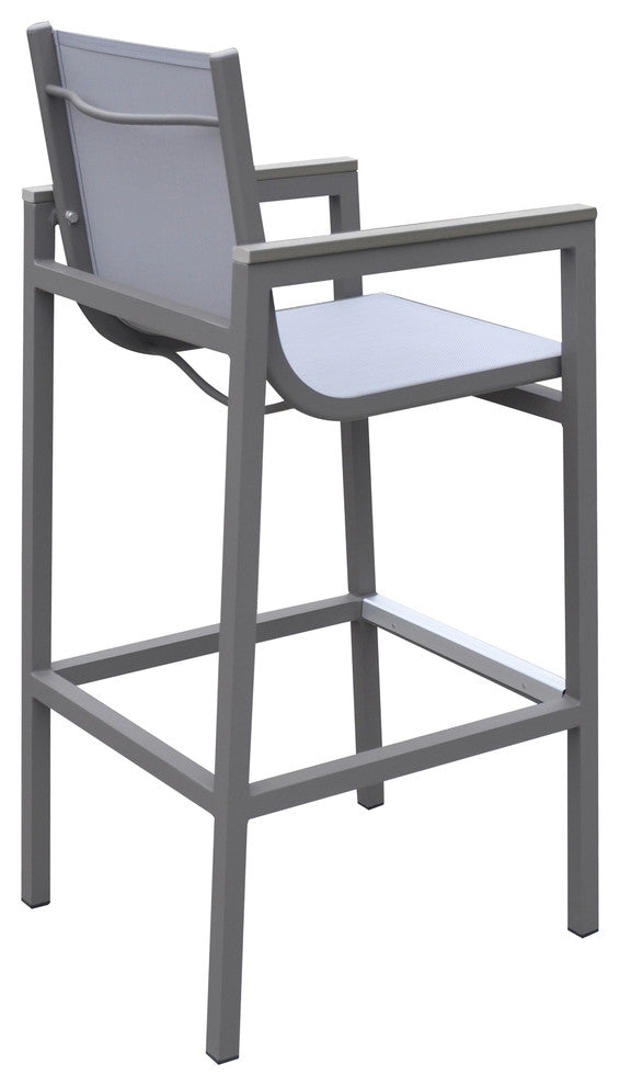 Marina Outdoor Patio Bar Stool, Gray