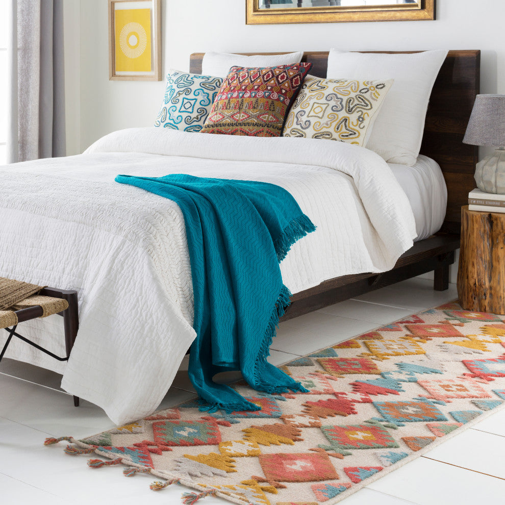 Surya Tallo TLL-3002 9'x13' Rug, Rose/Garnet/Teal/Aqua/Camel/Ivory