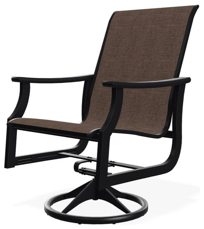 St. Catherine Sling Outdoor Swivel Rocker, Mocha/Black