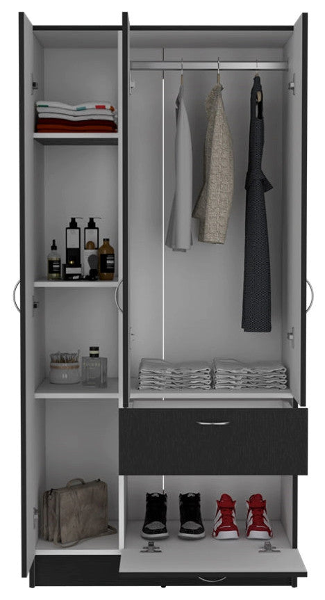 Armoire Cobra, Bedroom, Black / White
