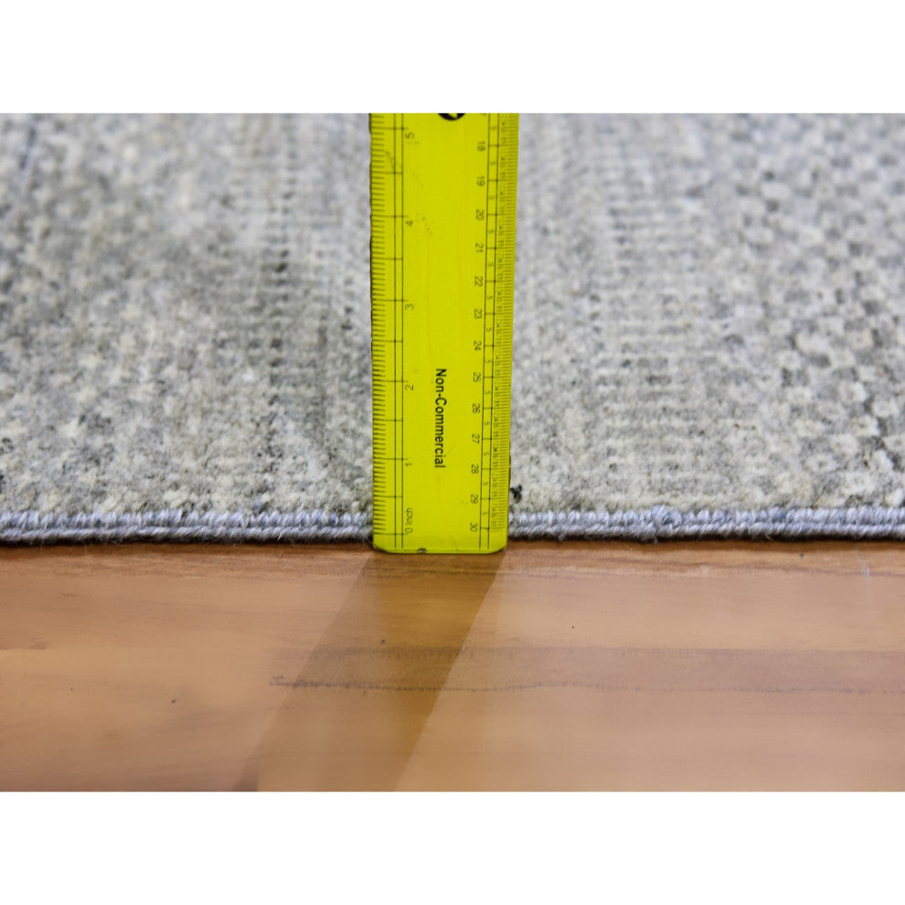 Perfect Gray Undyed Wool Modern Grass Design Hand Knotted Oriental Rug 3'x5'3"