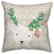 Tan Winter Deer With Leaves 16x16 Spun Poly Pillow