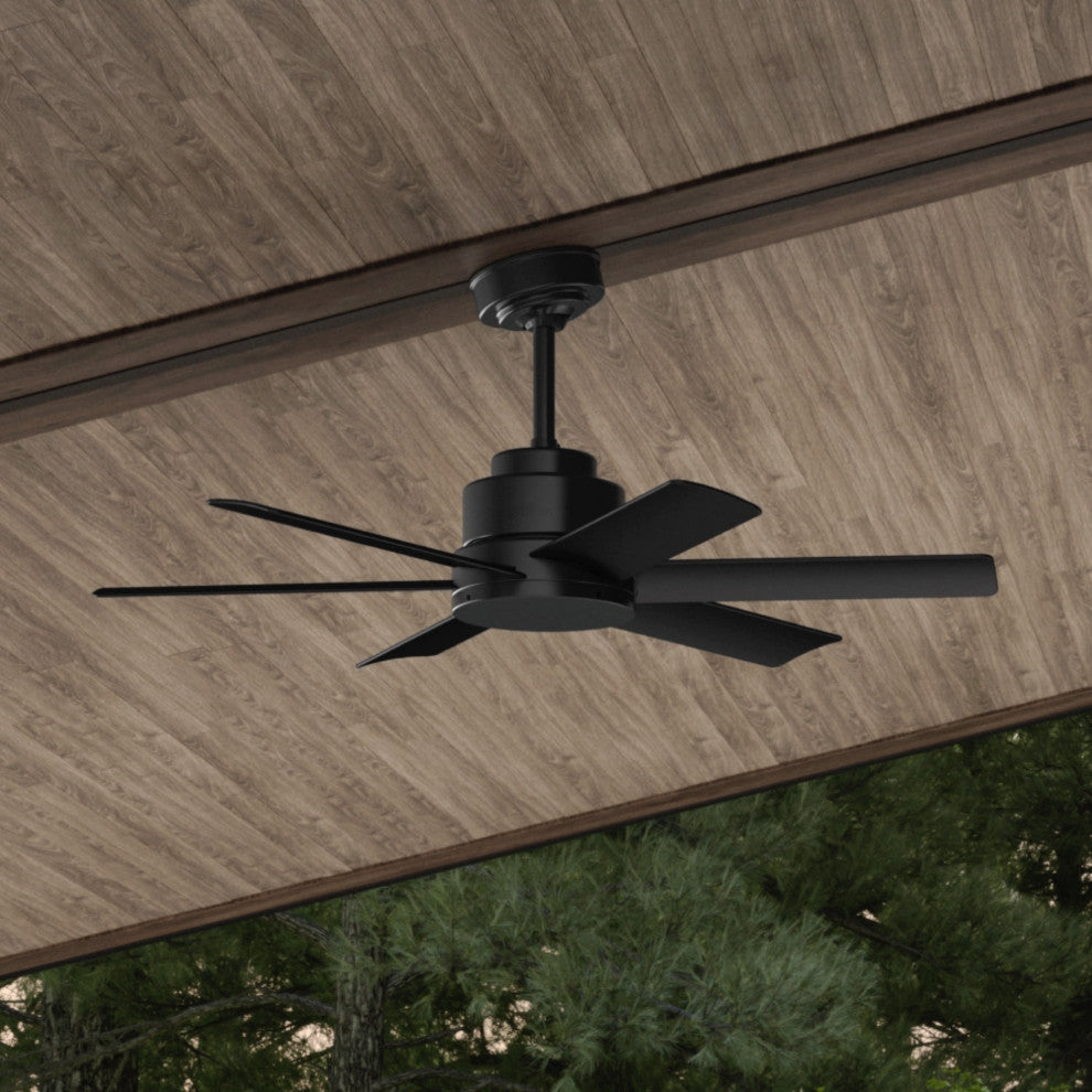 Hunter 44" Kennicott Matte Black Outdoor Ceiling Fan With Wall Control