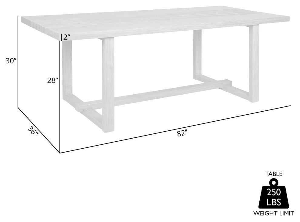 Vivid Outdoor Patio Dining Table, Light Eucalyptus Wood