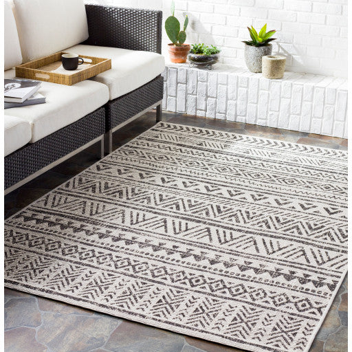 Surya Eagean EAG-2347 6'7" Round Rug, Black/White/Medium Gray