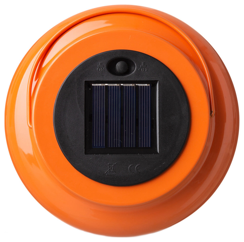 8.75"H Orange Metal Cutout Solar Powered  Lantern