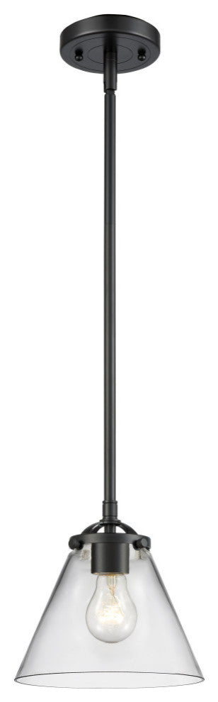 Large Cone 1-Light Mini Pendant, Oil Rubbed Bronze, Clear