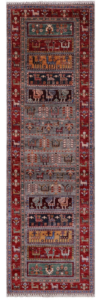 2' 10" X 9' 9" Persian Gabbeh Tribal Handmade Wool Runner Rug Q10468