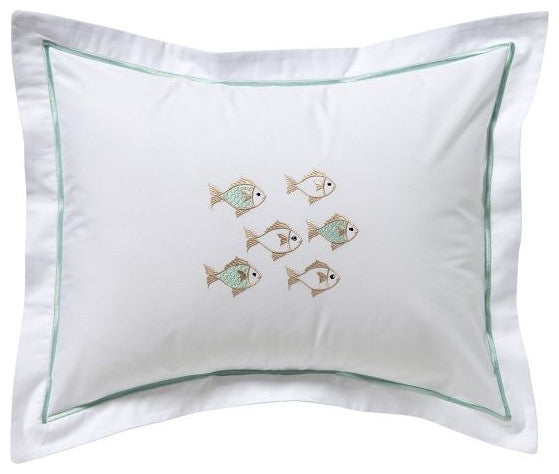Boudoir Pillow Cover, School of Fish, Aqua/Beige