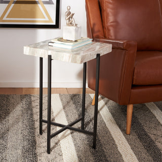 Safavieh Tenzin Stone Top Accent Table, Multi Grey/Black