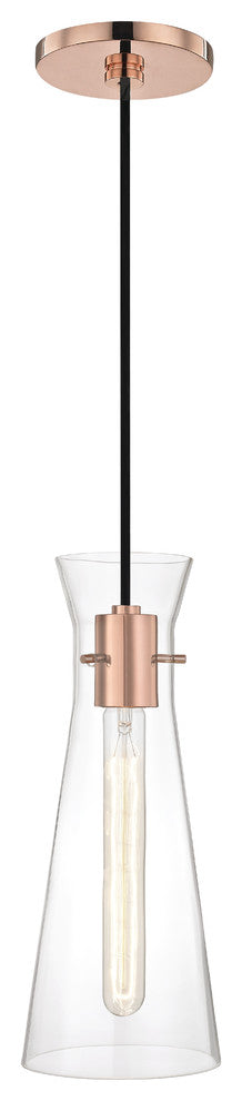 Anya Pendant, Clear Glass, Finish: Polished Copper