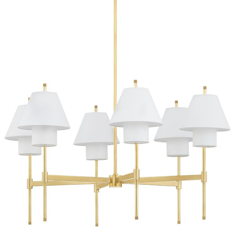 Hudson Valley Glenmoore Six Light Chandelier, Aged Brass