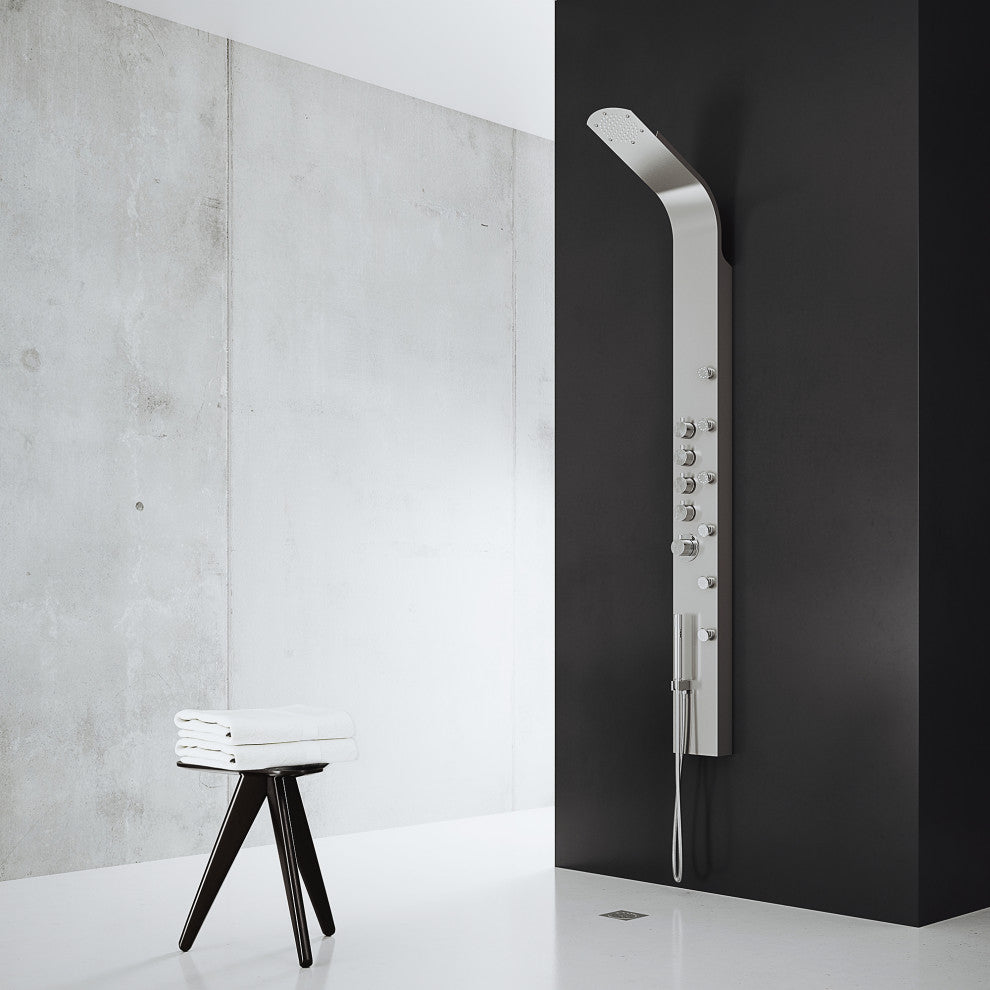 Brielle 71" H x 6" W 6-Jet Shower Panel with Fixed Rainhead in Stainless Steel