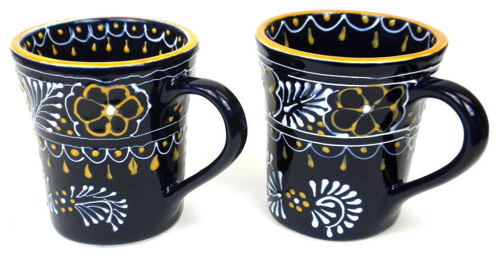 Set of Two Handcrafted Blue Ceramic Flared Cups
