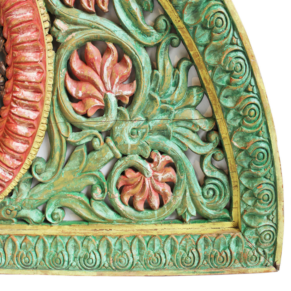 Consigned Large Carved Green Transom