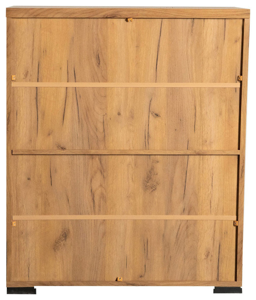 2 Doors Shoe Cabinet, Golden Oak and Gunmetal