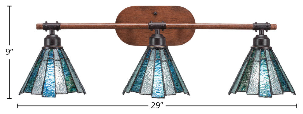 Blacksmith 3-Light Bath Bar, Sea Ice Art